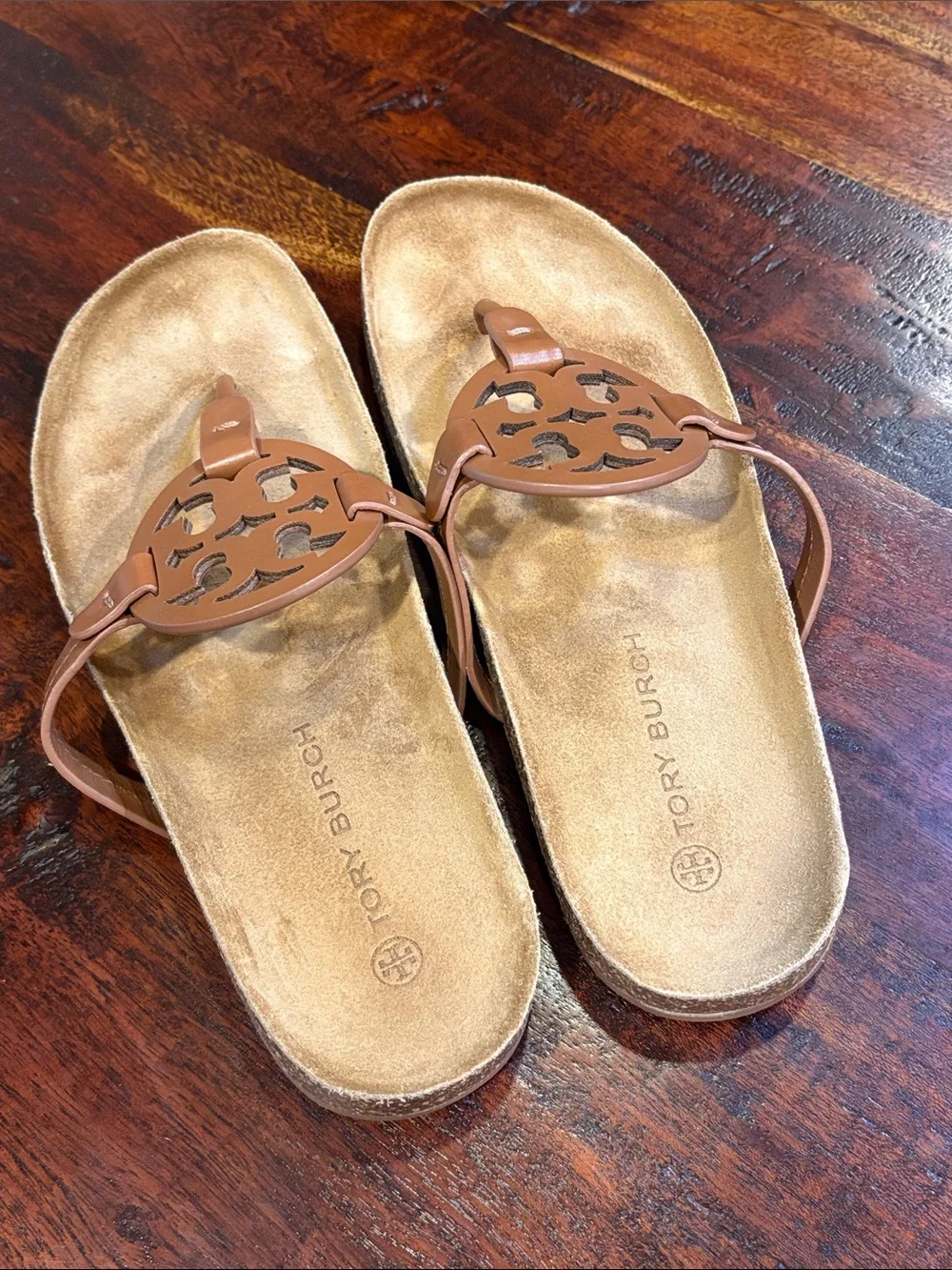 Tory Burch Miller Cloud Sandals Tan Calf Leather / Cork size 10